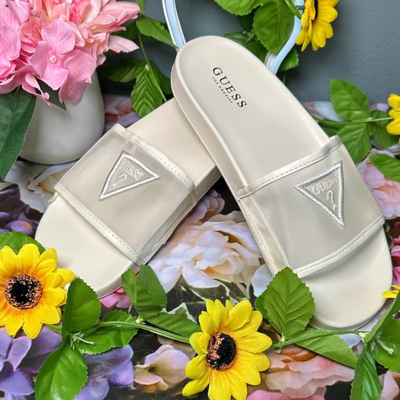 GUESS Women's Beige Slide Sandals - Picture 5 of 14